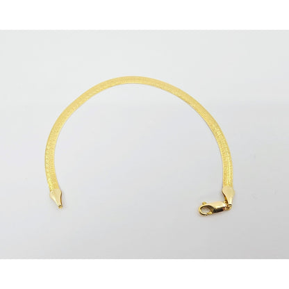 14K Yellow Gold Diamond Cut Flat Herringbone Bracelet