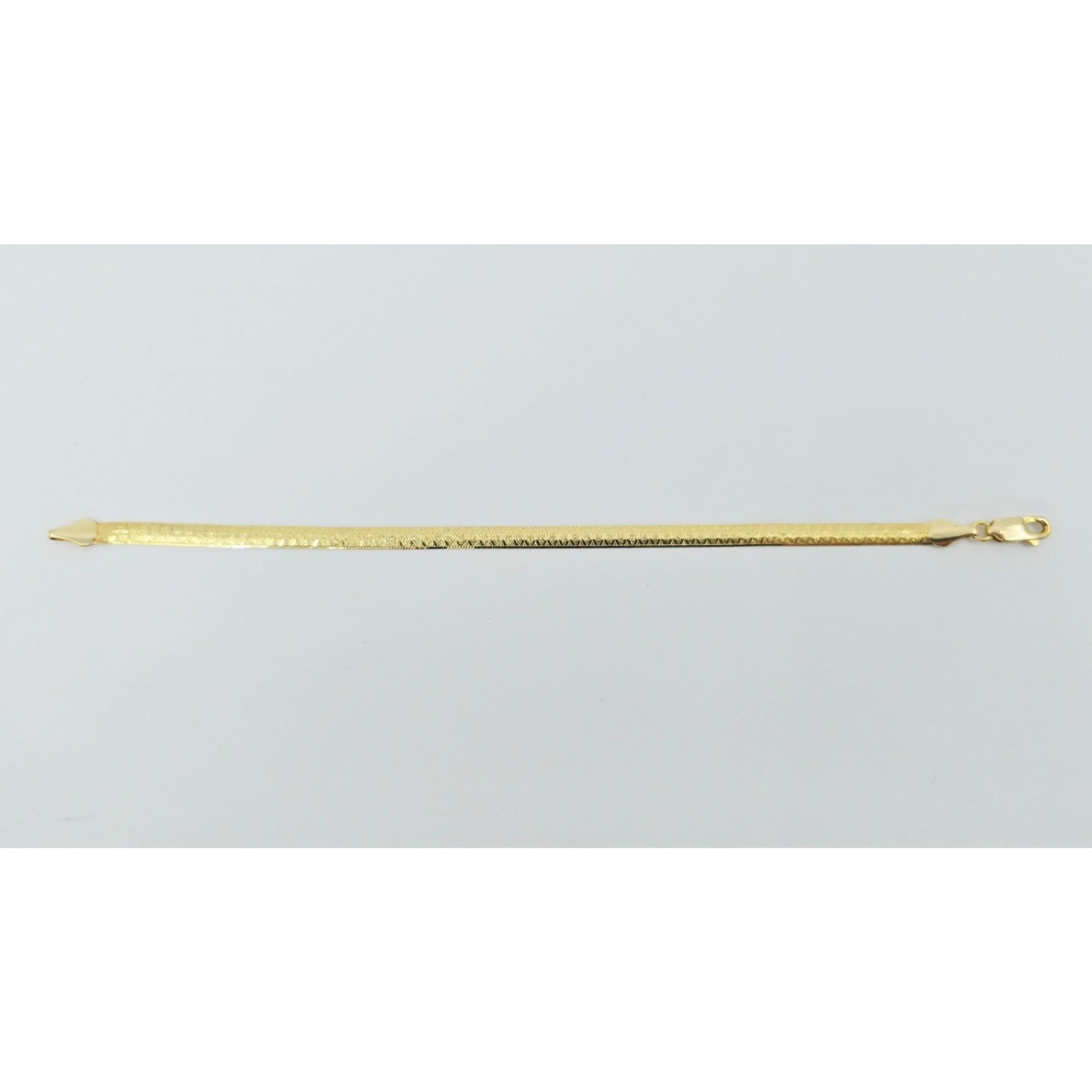 14K Yellow Gold Diamond Cut Flat Herringbone Bracelet
