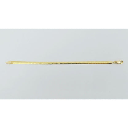 14K Yellow Gold Diamond Cut Flat Herringbone Bracelet