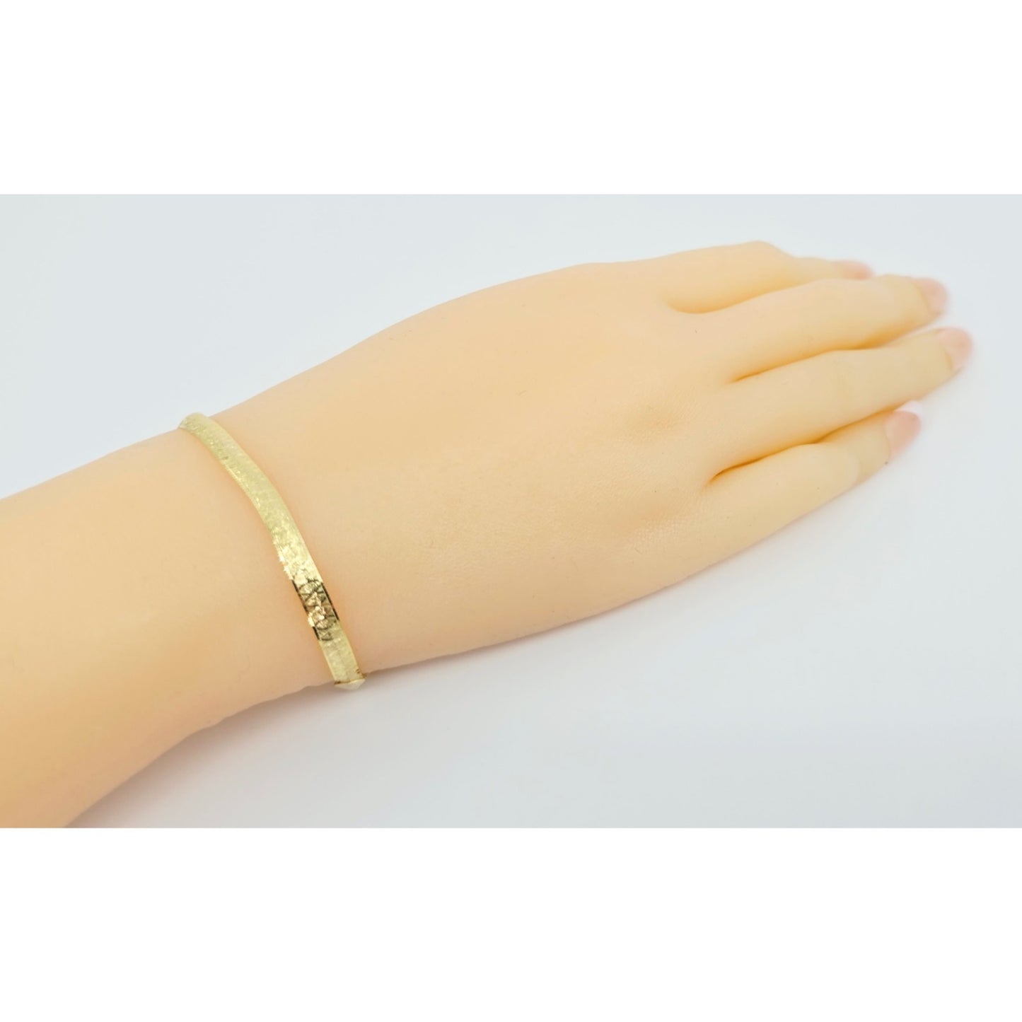 14K Yellow Gold Diamond Cut Flat Herringbone Bracelet