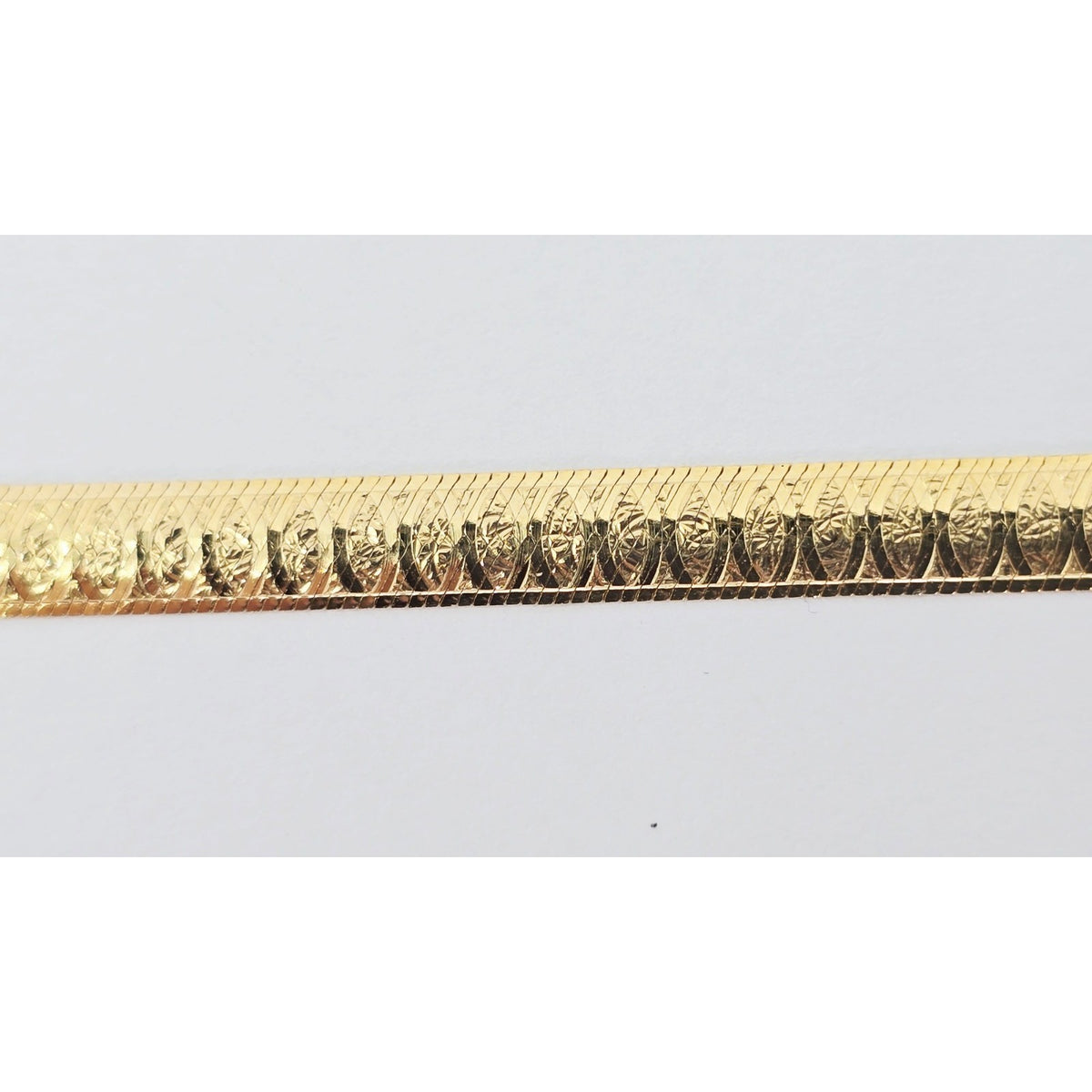 14K Yellow Gold Diamond Cut Flat Herringbone Bracelet