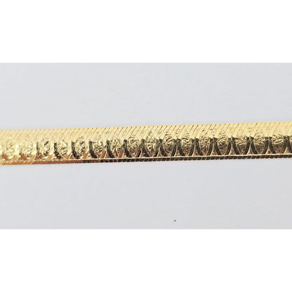 14K Yellow Gold Diamond Cut Flat Herringbone Bracelet