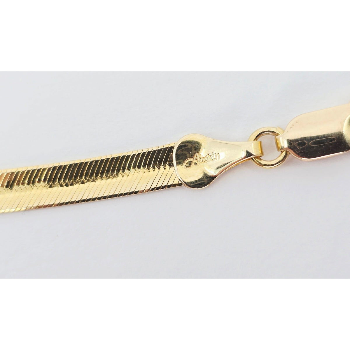 14K Yellow Gold Diamond Cut Flat Herringbone Bracelet