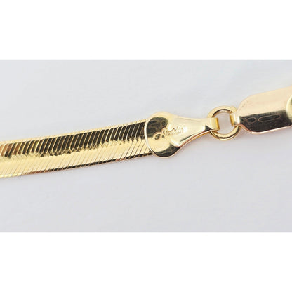 14K Yellow Gold Diamond Cut Flat Herringbone Bracelet