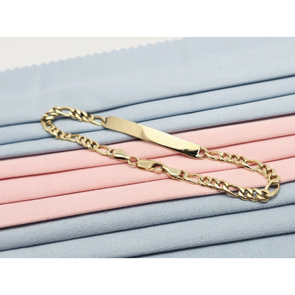 14K Yellow Gold Figaro Link ID Bracelet