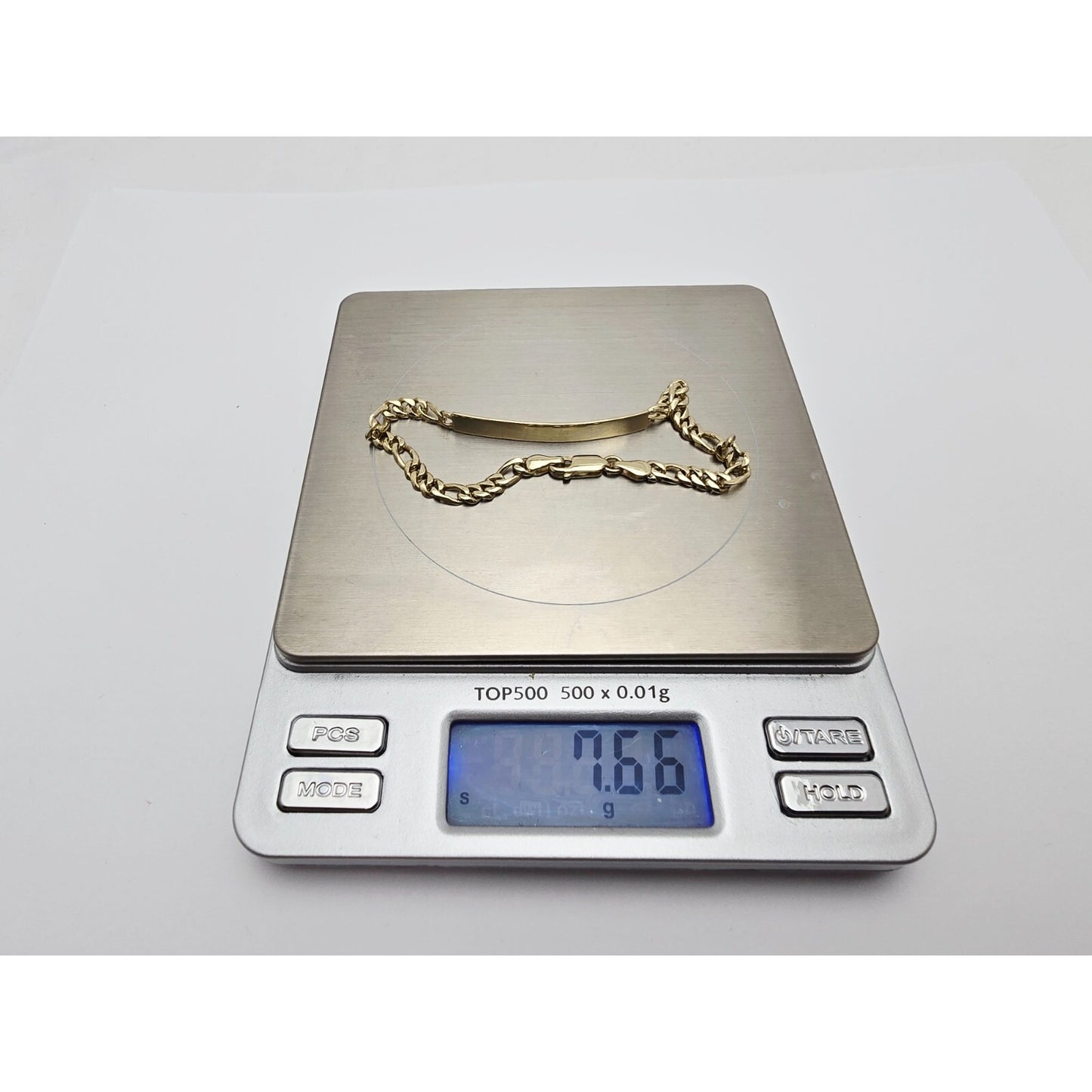 14K Yellow Gold Figaro Link ID Bracelet