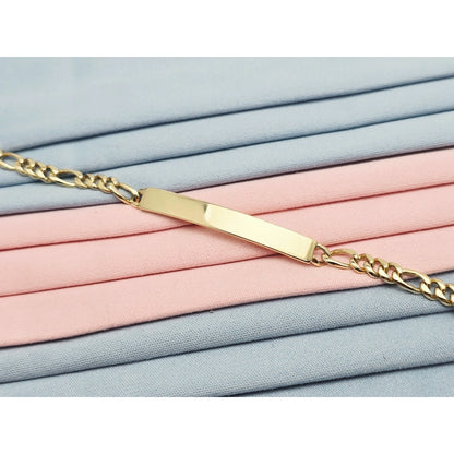 14K Yellow Gold Figaro Link ID Bracelet