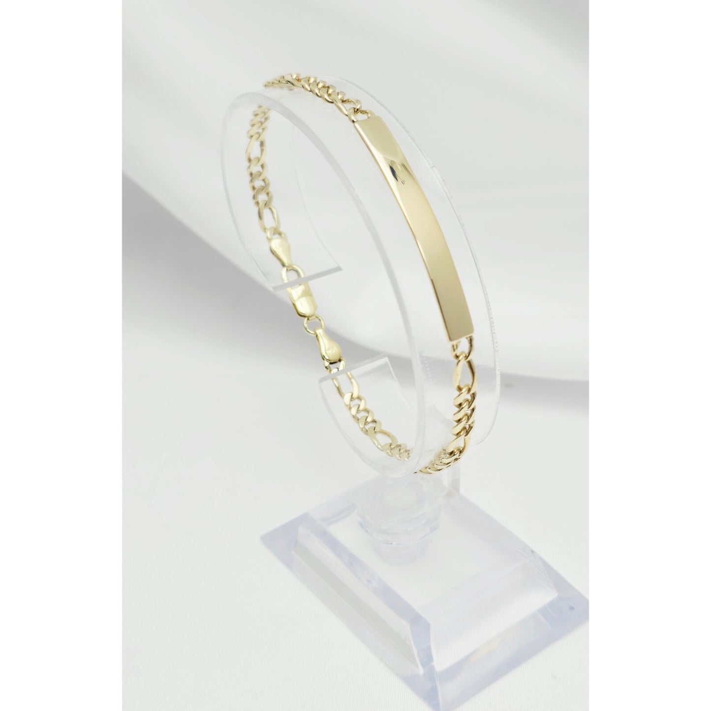 14K Yellow Gold Figaro Link ID Bracelet