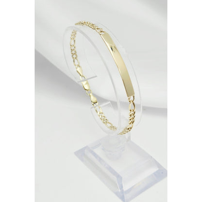 14K Yellow Gold Figaro Link ID Bracelet