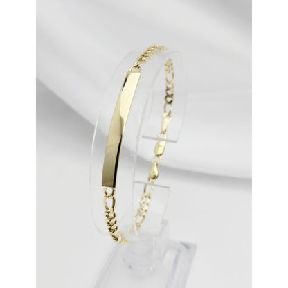 14K Yellow Gold Figaro Link ID Bracelet