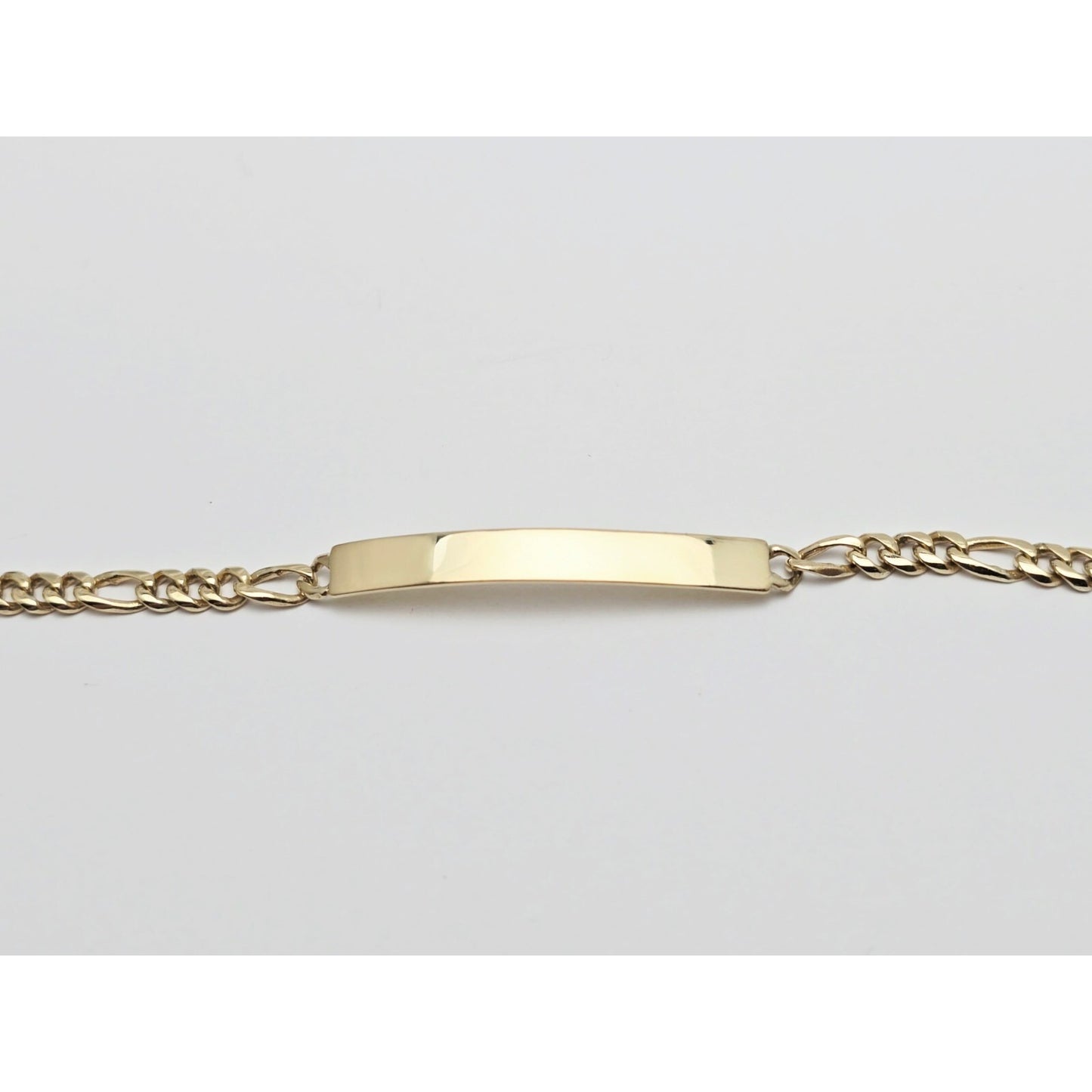 14K Yellow Gold Figaro Link ID Bracelet