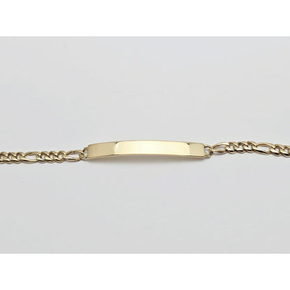 14K Yellow Gold Figaro Link ID Bracelet