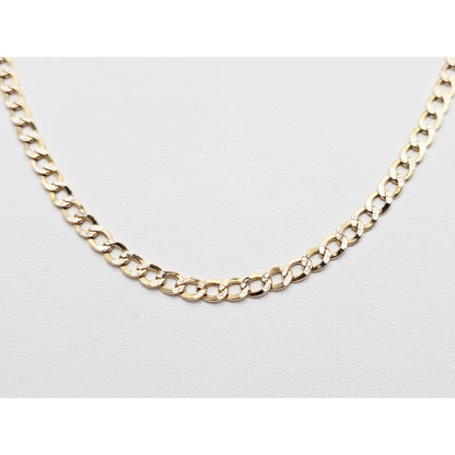 14K Two Tone Gold Diamond Cut Cuban Link Chain Necklace
