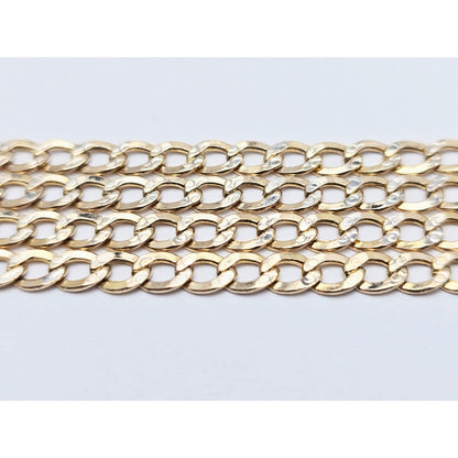 14K Two Tone Gold Diamond Cut Cuban Link Chain Necklace