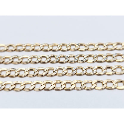 14K Two Tone Gold Diamond Cut Cuban Link Chain Necklace