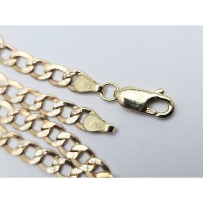 14K Two Tone Gold Diamond Cut Cuban Link Chain Necklace