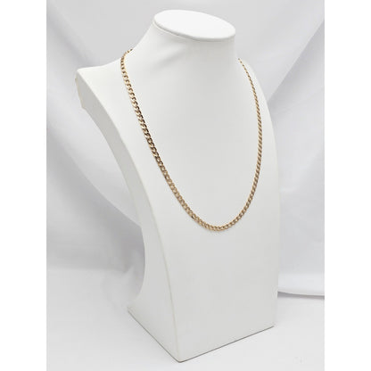 14K Two Tone Gold Diamond Cut Cuban Link Chain Necklace