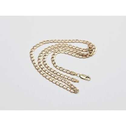 14K Two Tone Gold Diamond Cut Cuban Link Chain Necklace