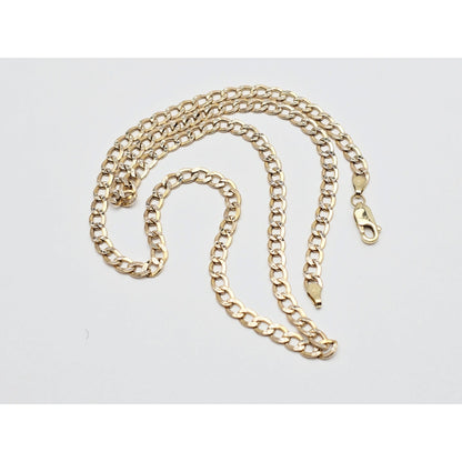14K Two Tone Gold Diamond Cut Cuban Link Chain Necklace