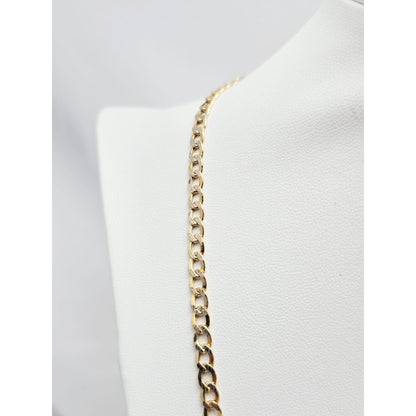 14K Two Tone Gold Diamond Cut Cuban Link Chain Necklace