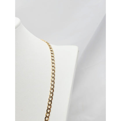 14K Two Tone Gold Diamond Cut Cuban Link Chain Necklace