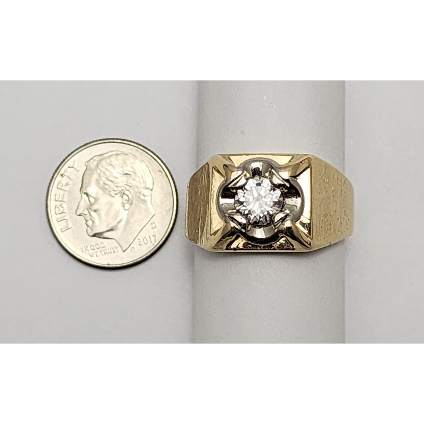 14K Two Tone Gold Diamond Men's Ring