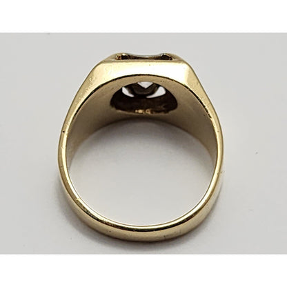 14K Two Tone Gold Diamond Men's Ring