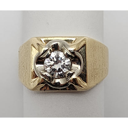 14K Two Tone Gold Diamond Men's Ring