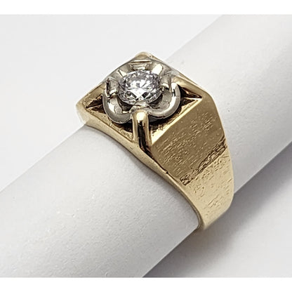 14K Two Tone Gold Diamond Men's Ring