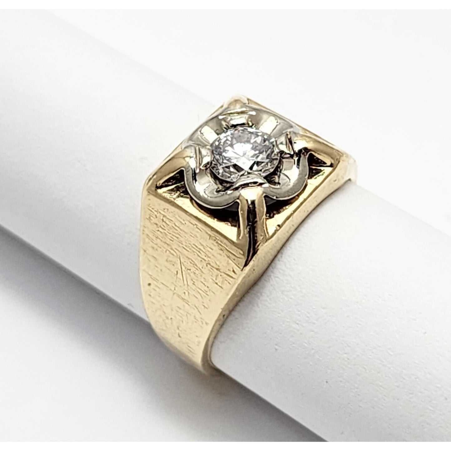 14K Two Tone Gold Diamond Men's Ring