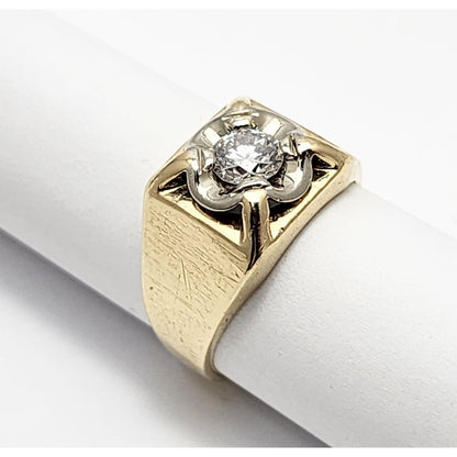 14K Two Tone Gold Diamond Men's Ring