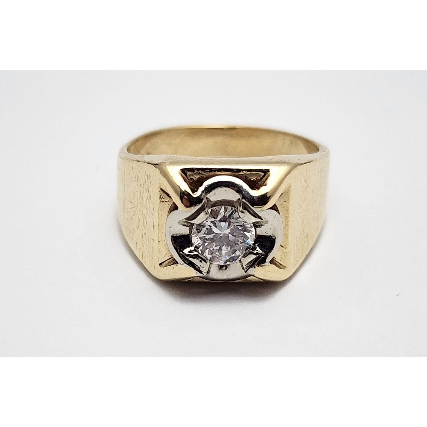 14K Two Tone Gold Diamond Men's Ring