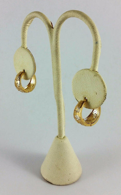 14K Yellow Gold Small Hoop Earrings with CZ's