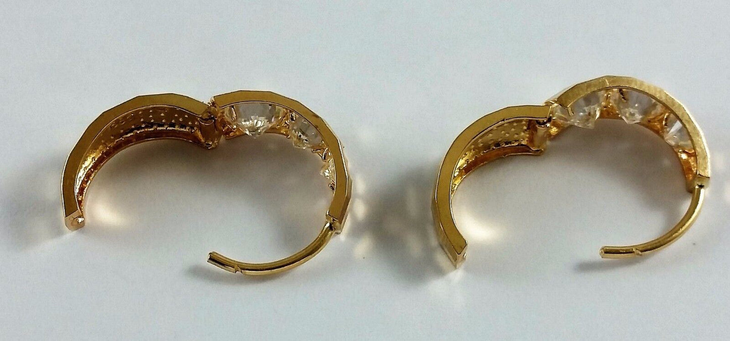 14K Yellow Gold Small Hoop Earrings with CZ's