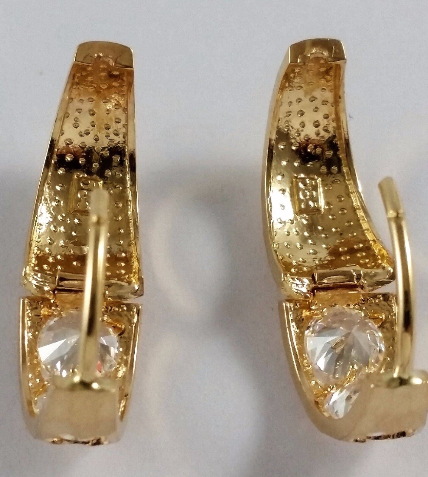 14K Yellow Gold Small Hoop Earrings with CZ's