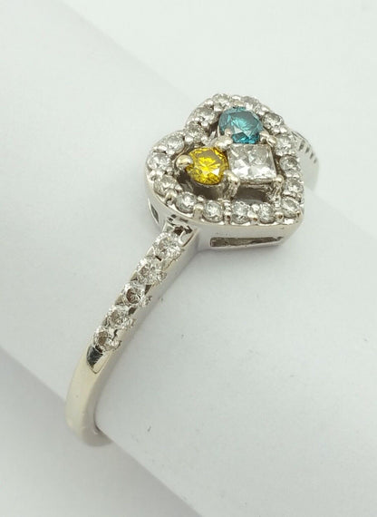 18K White Gold Designer Ring With Colored Diamonds