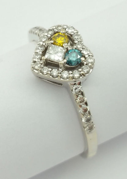 18K White Gold Designer Ring With Colored Diamonds