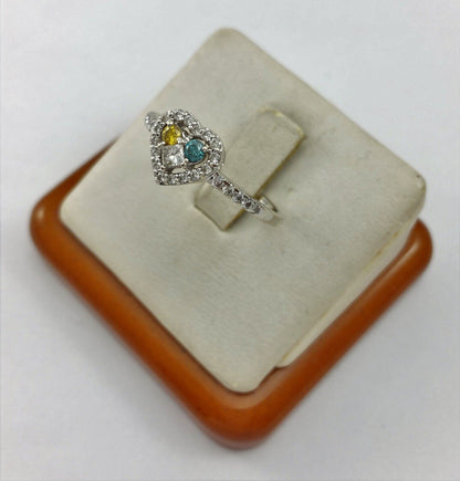 18K White Gold Designer Ring With Colored Diamonds