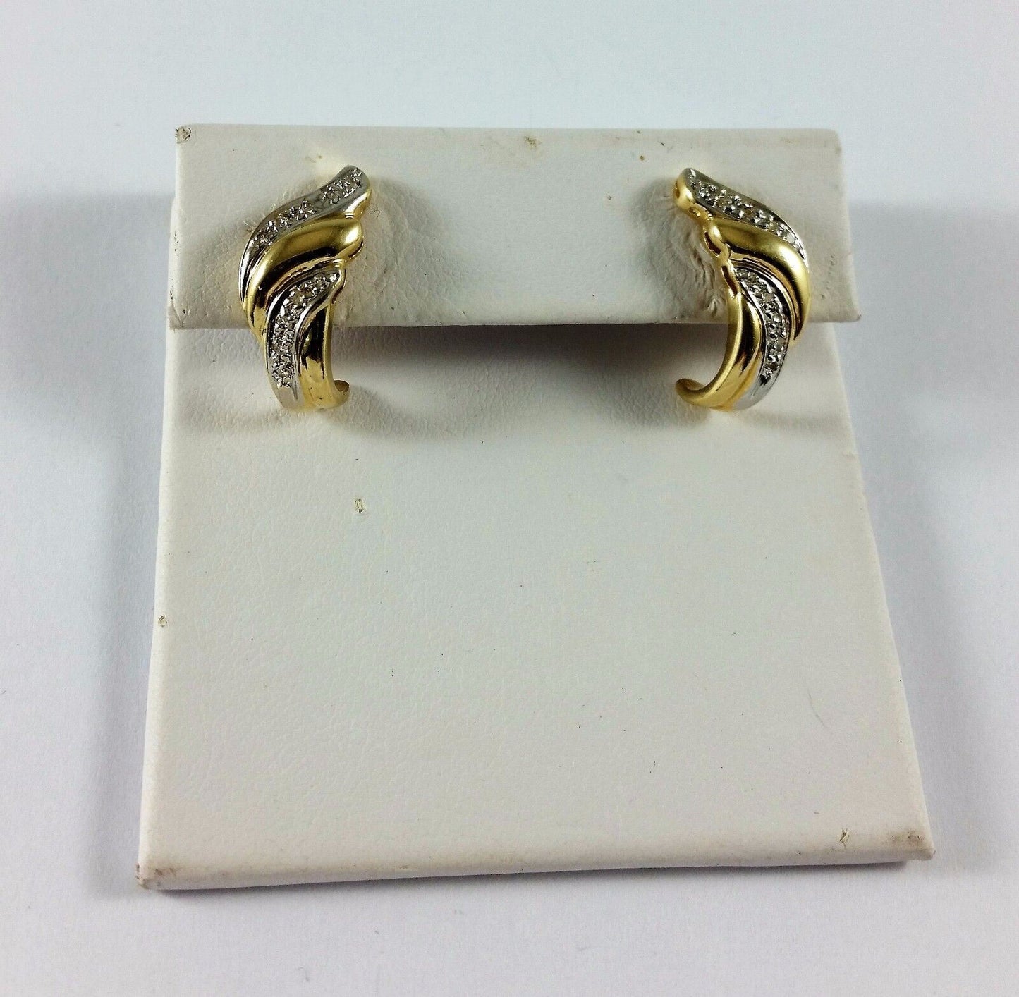 14K Two Tone Gold Stud Earrings with Diamonds