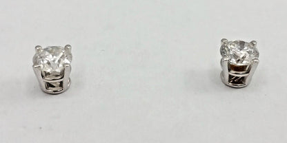 14K White Gold Designer Stud Earrings with Diamonds & Backings