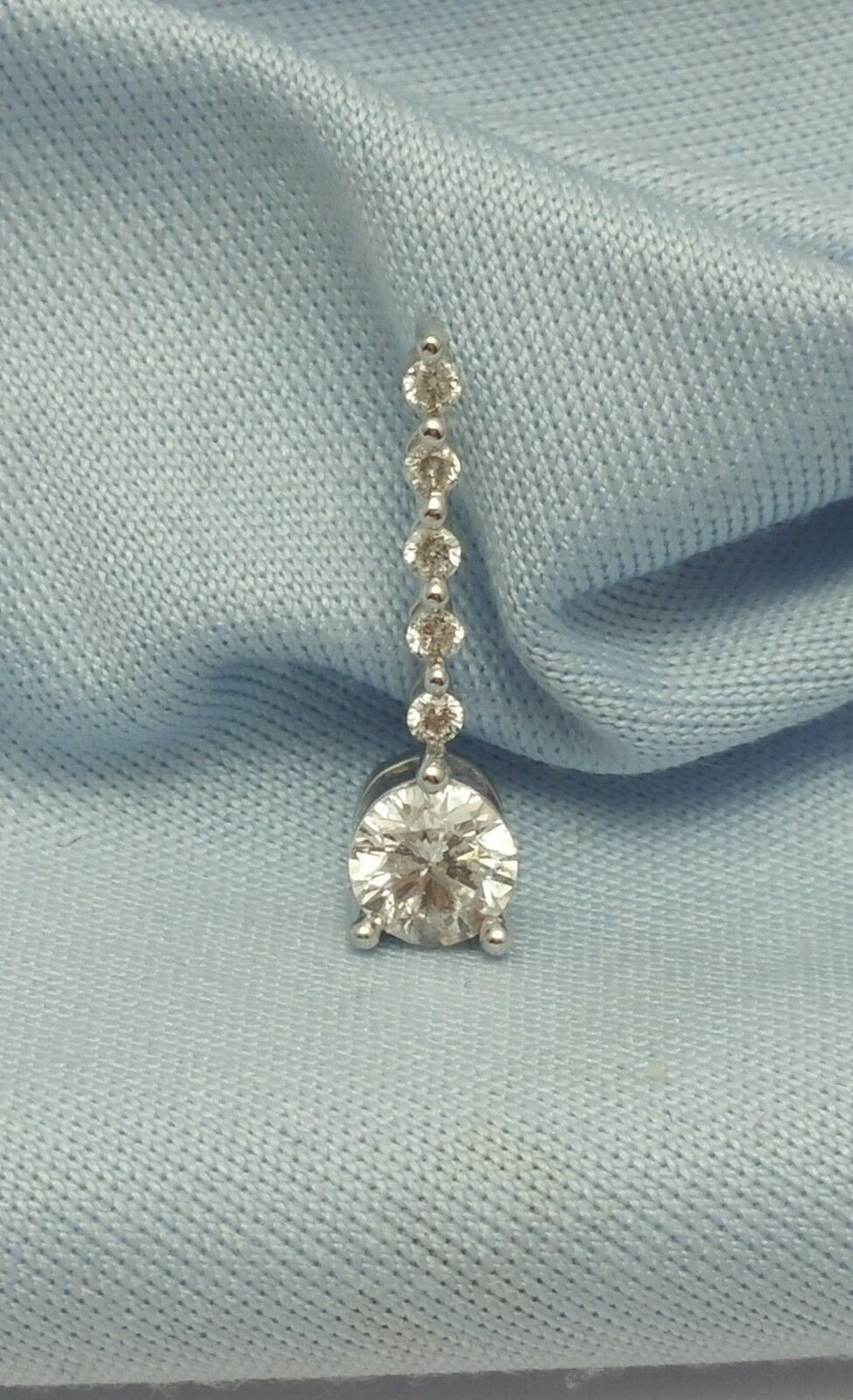 14K Solid White Gold Multi Diamond Drop Charm Pendant