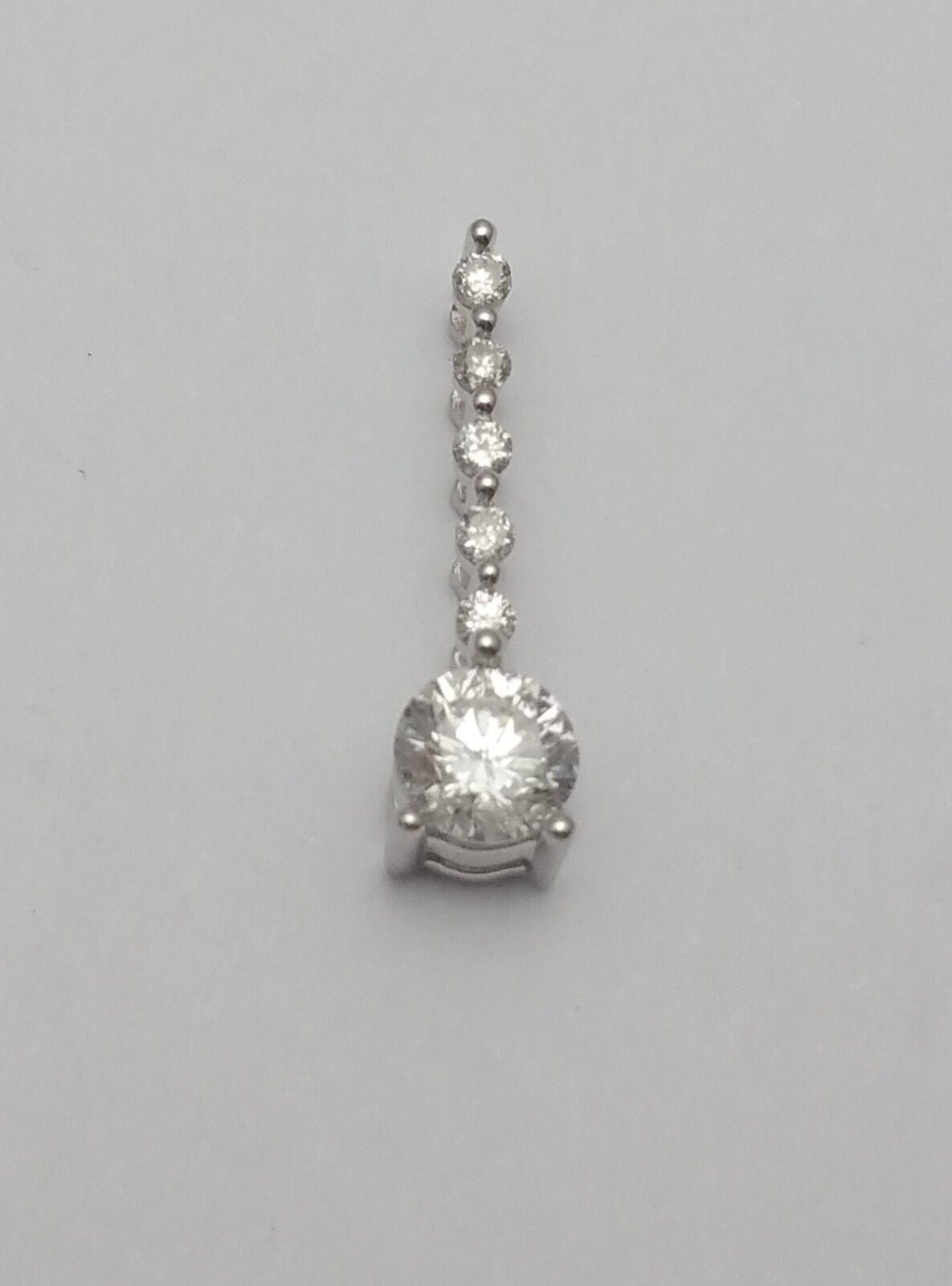 14K Solid White Gold Multi Diamond Drop Charm Pendant