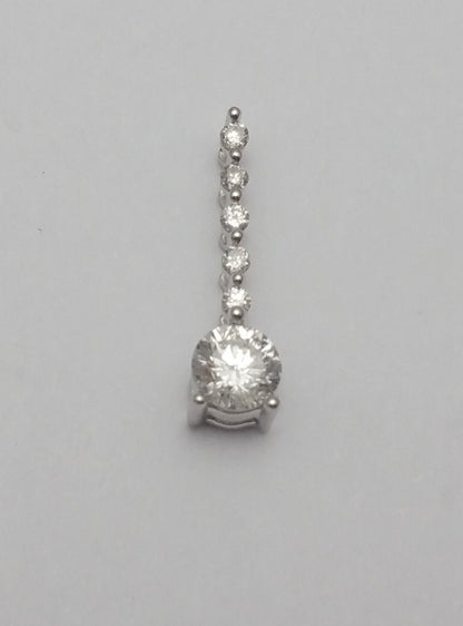 14K Solid White Gold Multi Diamond Drop Charm Pendant