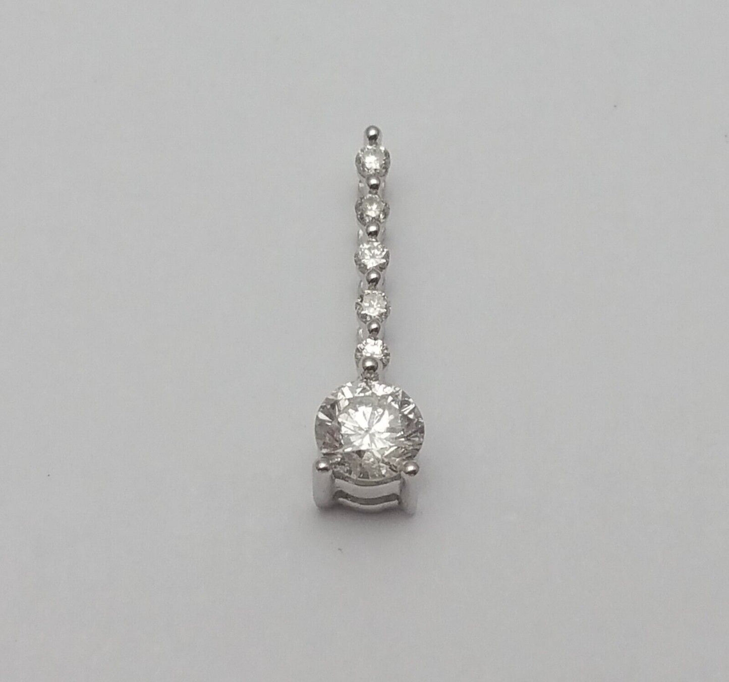 14K Solid White Gold Multi Diamond Drop Charm Pendant