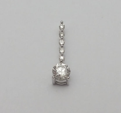 14K Solid White Gold Multi Diamond Drop Charm Pendant