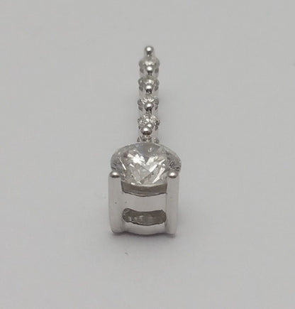 14K Solid White Gold Multi Diamond Drop Charm Pendant