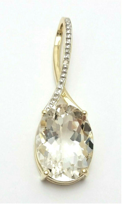 10K Solid Yellow Gold Oval Spinel Drop Dangle Charm Pendant