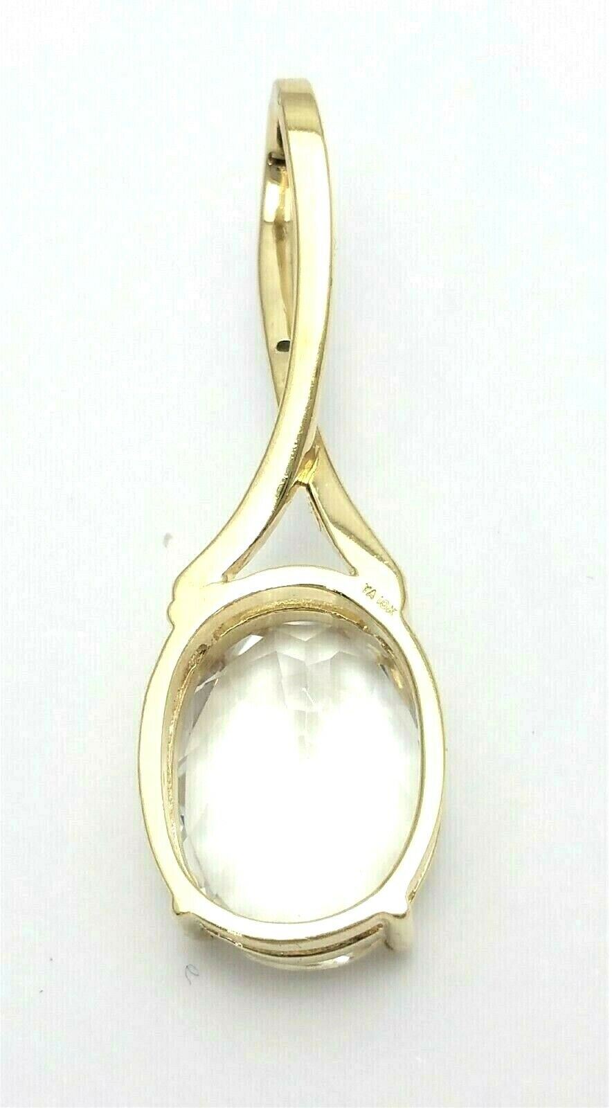 10K Solid Yellow Gold Oval Spinel Drop Dangle Charm Pendant