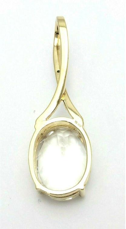 10K Solid Yellow Gold Oval Spinel Drop Dangle Charm Pendant