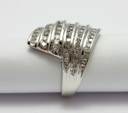 10K White Gold Ladies Designer Ring w/ Cluster of Diamonds